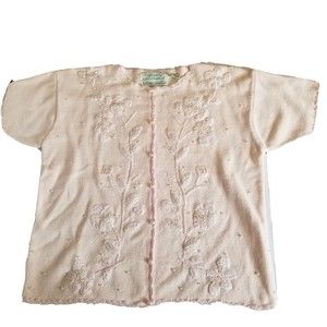 COLLEEN'S COLLECTIBLES FLORAL ACCENT SHORT SLEEVE  SWEATER SZ Medium